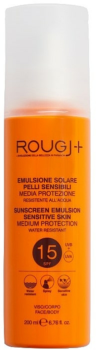 Emulsja przeciwsłoneczna do skóry wrażliwej SPF 15 - Rougj+ Sunscreen Emulsion Sensitive Skin Medium Protection SPF 15 — Zdjęcie N1