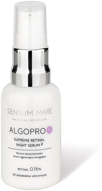 Silnie skoncentrowane serum regenerująco -korygujące z 0,16% kompleksem retinalu i fosfoceramidu - Sensum Mare Algopro R Supreme Retinal Night Serum — Zdjęcie N1