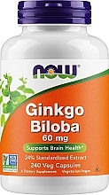Suplement diety Ginkgo Biloba, 60 mg - Now Foods Ginkgo Biloba  — Zdjęcie N1