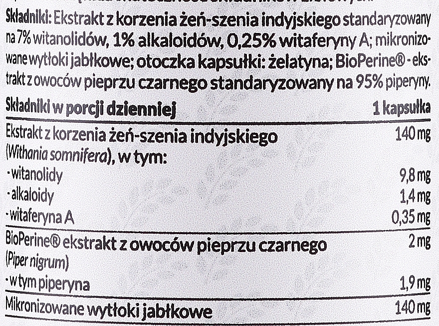 Suplement diety Aszwagandha + Bioperyna - Pharmovit Ashwagandha + BioPerine — Zdjęcie N2