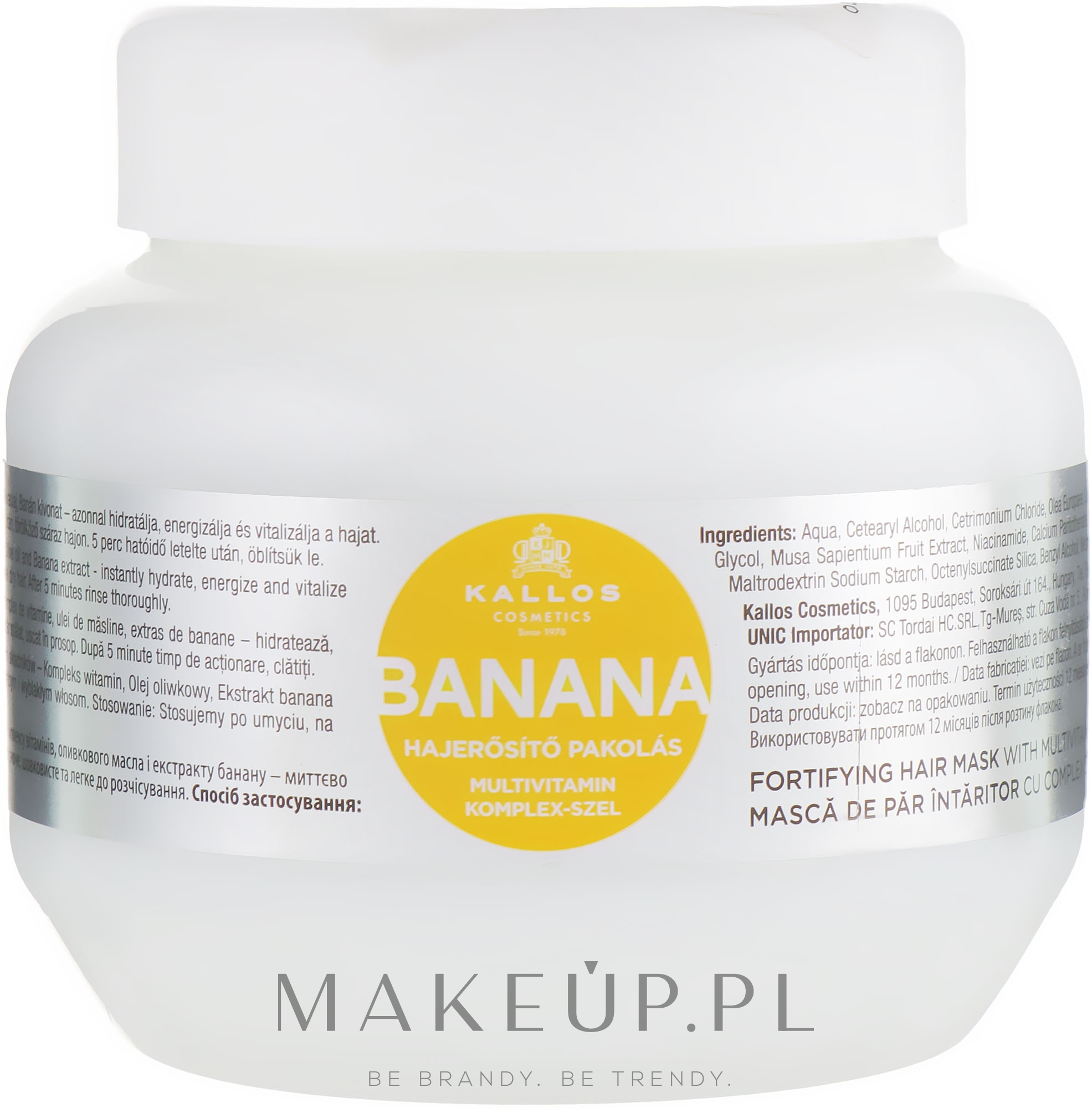 Maska wzmacniająca włosy z ekstraktem z banana i kompleksem witamin - Kallos Cosmetics Banana Mask — Zdjęcie 275 ml