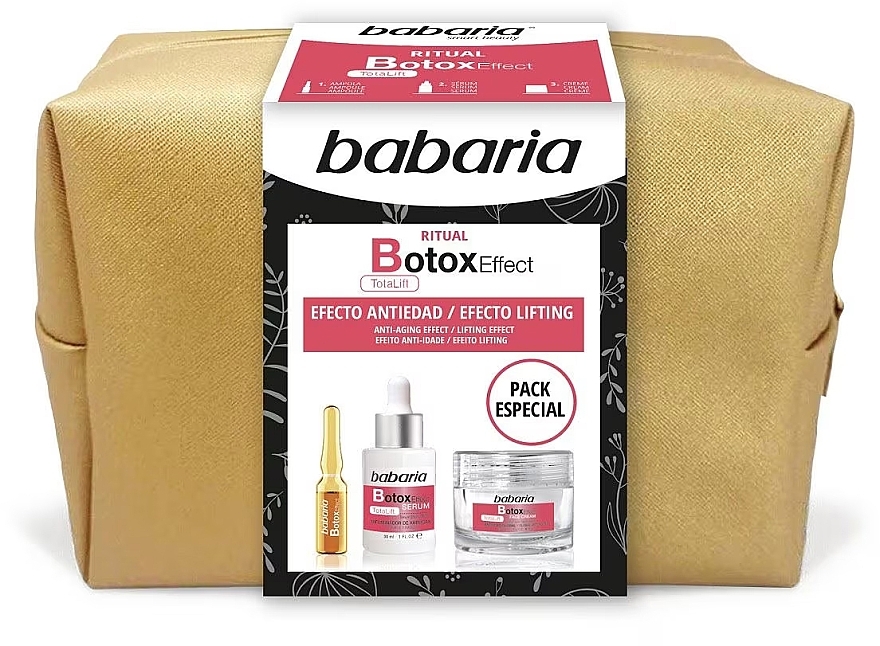 Zestaw - Babaria Botox Effect Kit (cr/50 ml + ser/30 ml + ampole/2 ml + pouch) — Zdjęcie N1