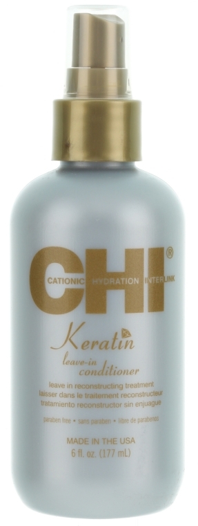 Odbudowująca keratynowa odżywka w sprayu do włosów zniszczonych - CHI Keratin Leave-In Conditioner — фото N1