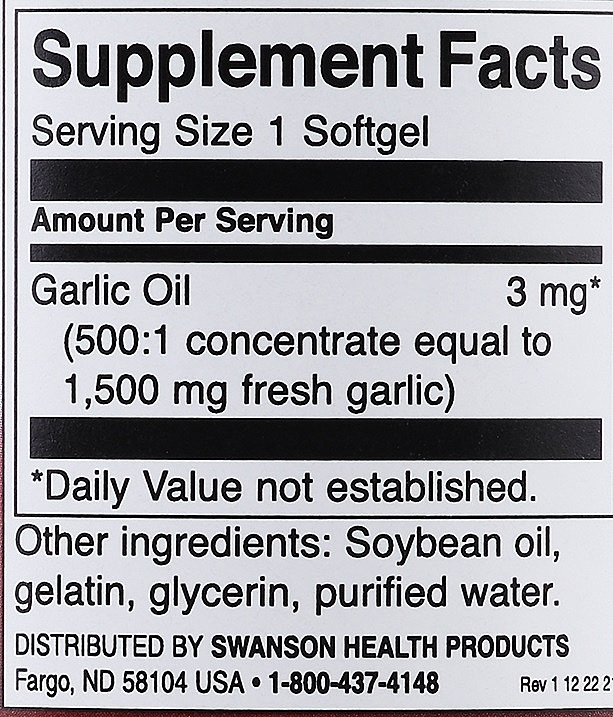 Suplement diety Olej czosnkowy, 1500 mg - Swanson Garlic Oil — Zdjęcie N4
