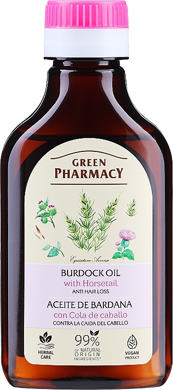 Olejek łopianowy ze skrzypem polnym przeciw wypadaniu włosów - Green Pharmacy Hair Care Burdock Oil With Horsetail