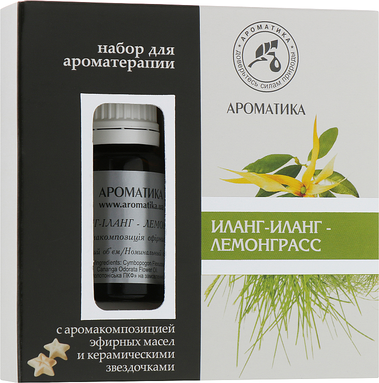 Zestaw do aromaterapii Ylang-Ylang i trawa cytrynowa - Aromatika (oil 10 ml + accessories 6) — Zdjęcie N1