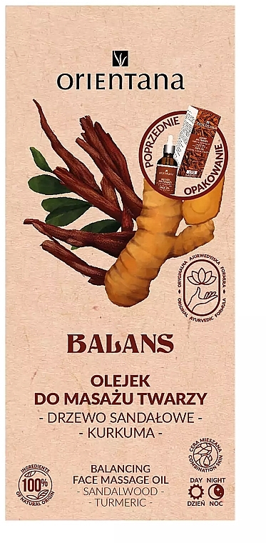 Olejek do masażu twarzy z drzewa sandałowego i kurkumy - Orientana Sandalwood Turmeric Balancing Face Massage Oil — Zdjęcie N2