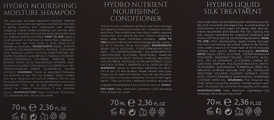 Zestaw do odżywienia włosów - Hadat Cosmetics Hydro Silk Hair Set (shm/70ml + cond/70ml + mask/70ml + bag) — Zdjęcie N4