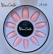 Sztuczne paznokcie, french manicure z cyrkoniami, 24szt. - Deni Carte 3292 — Zdjęcie N1