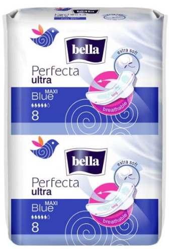 Podpaski Perfecta Blue Maxi Soft Ultra, 8+8 szt. - Bella — Zdjęcie N1