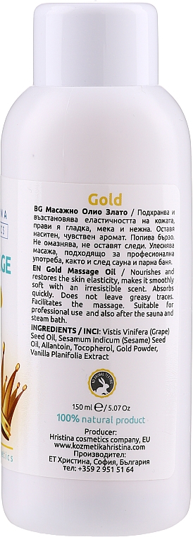 Olejek do masażu - Hristina Professional Gold Massage Oil — Zdjęcie N2