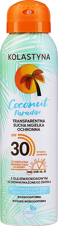 Transparentna sucha mgiełka ochronna - Kolastyna Coconut Paradise SPF30 — Zdjęcie N1