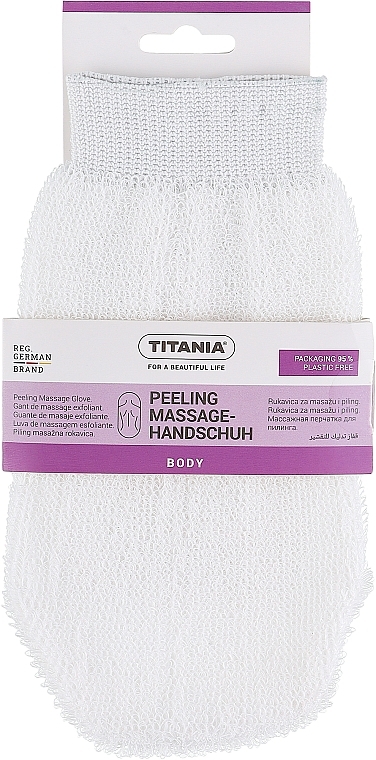 Złuszczająca rękawica do masażu, biała - Titania — Zdjęcie N1