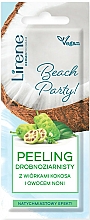 Drobnoziarnisty peeling do twarzy z wiórkami kokosa i owocem noni - Lirene Beach Party! — Zdjęcie N1