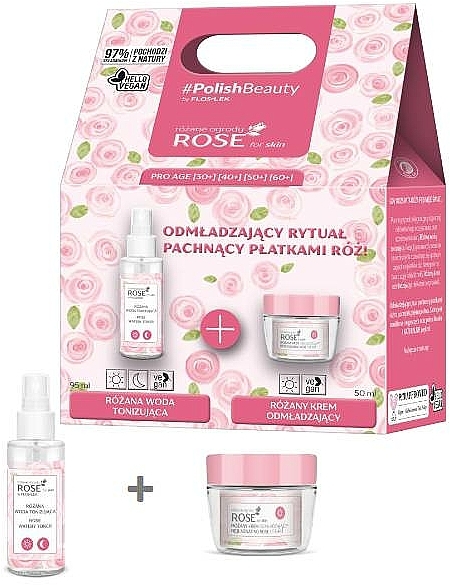 Zestaw - Floslek Rose For Skin (toner/95ml + cream/50ml) — Zdjęcie N1