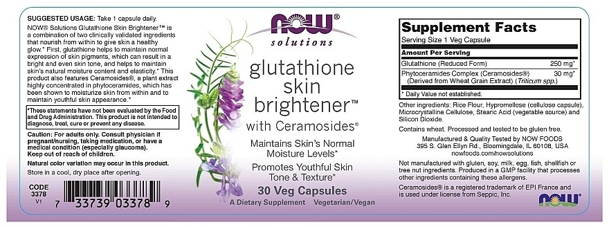 Środek rozjaśniający skórę z glutationem - NOW Foods Solutions Glutathione Skin Brightene — Zdjęcie N2