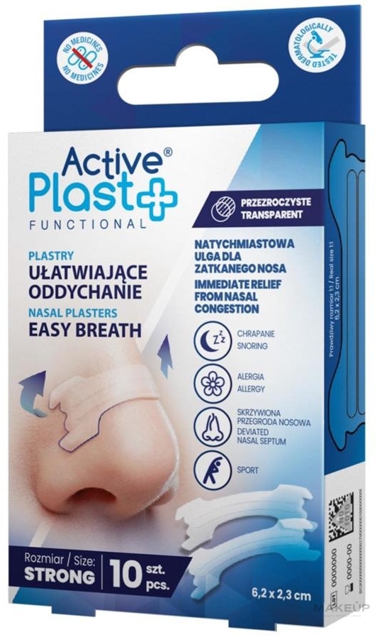 Plastry ułatwiające oddychanie - Ntrade Active Plast Functional Easy Breath Strong Nasal Plasters  — Zdjęcie 10 szt.