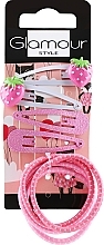 Kup Zestaw spinek do włosów i gumek, dla dzieci, różowo-białe - Glamour
