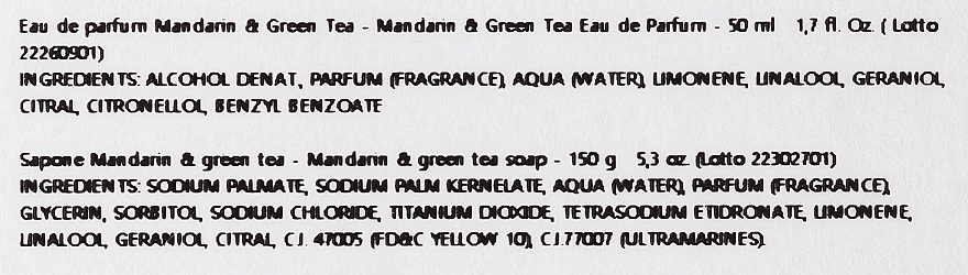 Acca Kappa Mandarin & Green Tea - Zestaw (EDP/50ml + soap/150g) — Zdjęcie N3