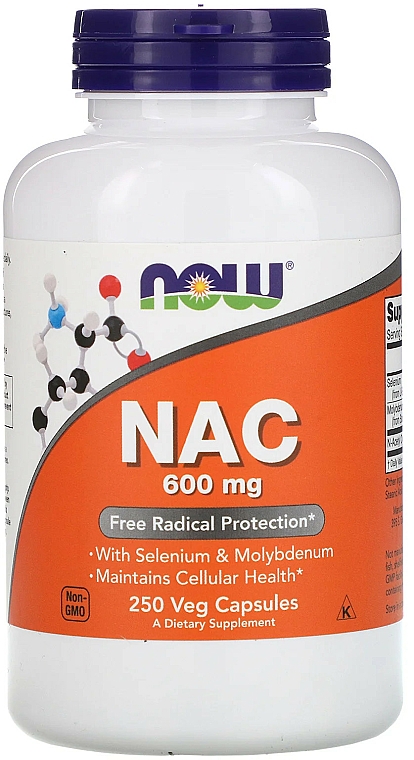 Suplement diety NAC, 600 mg - Now Foods NAC Veg Capsules — Zdjęcie N4