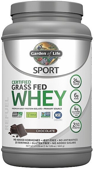 Certyfikowane białko serwatkowe od zwierząt karmionych trawą Czekolada - Garden of Life Sport Certified Grass Fed Whey Protein Chocolate — Zdjęcie N1