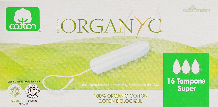 Tampony z bawełny organicznej, 16 szt. - Corman Organyc Digital Super — Zdjęcie N1