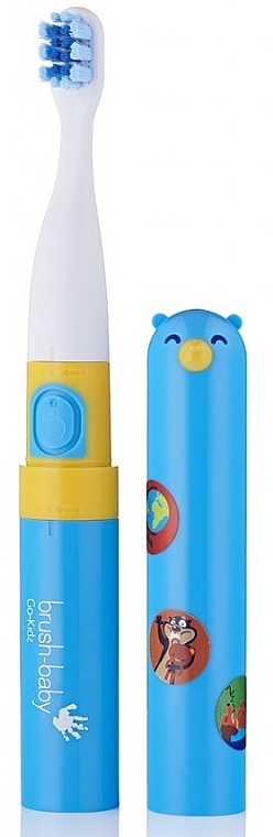 Elektryczna szczoteczka do zębów z naklejkami, niebieska - Brush-Baby Go-Kidz Blue Electric Toothbrush — Zdjęcie N1