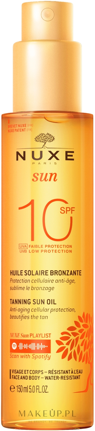 Brązujący olejek do opalania twarzy i ciała SPF 10 - Nuxe Sun — Zdjęcie 150 ml