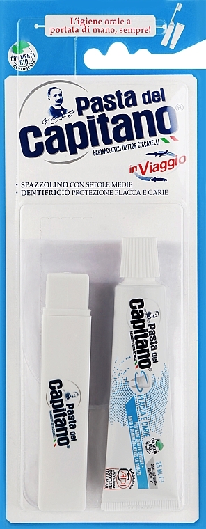 Zestaw - Pasta Del Capitano Teeth Travel Kit (toothpast/25ml + toothbrush/1pc) — Zdjęcie N1