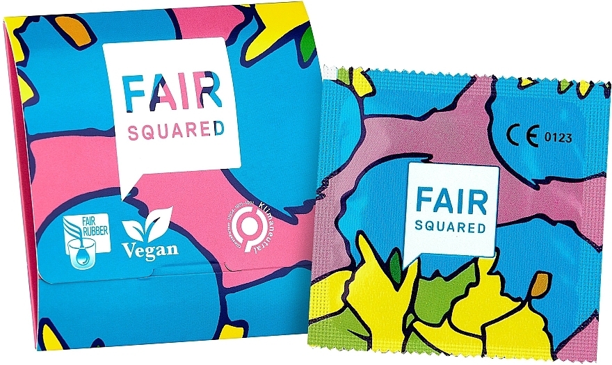 Prezerwatywy cienkie, wykonane z naturalnego lateksu, 1 sztuka - Fair Squared Ultimate Thin Vegan Condoms — Zdjęcie N1