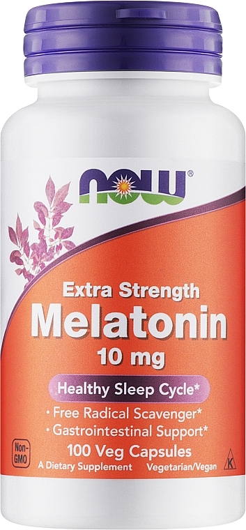Aminokwas Melatonina 10 mg - Now Foods Extra Strength Melatonin 10 mg — Zdjęcie N1