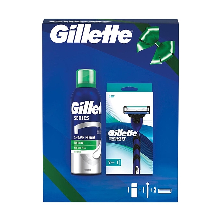 Zestaw - Gillette Mach3 Sport (razor/1pc + refil/2pcs + foam/200ml) — Zdjęcie N1