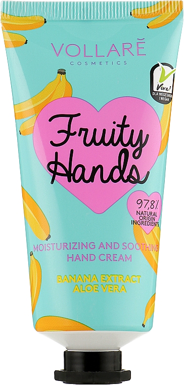 Krem do rąk, banan i aloes - Vollare Vegan Fruity Hands Hand Cream