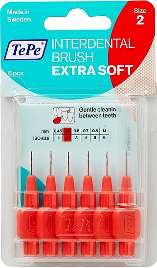 Zestaw szczotek międzyzębowych Extra Soft, 0,5 mm - TePe Interdental Brush Extra Soft Size 2 — Zdjęcie N1