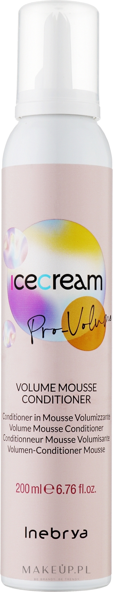 Pianka zwiększająca objętość dla cienkich włosów - Inebrya Ice Cream Pro-Volume Mousse Conditioner  — Zdjęcie 200 ml