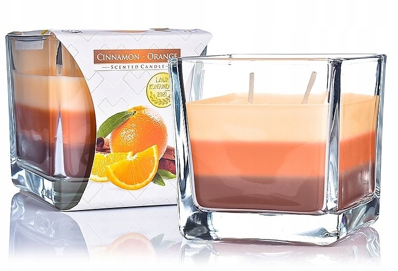 Świeca zapachowa trójwarstwowa w szkle Cynamon i pomarańcza - Bispol Scented Candle Cinnamon & Orange — Zdjęcie N2
