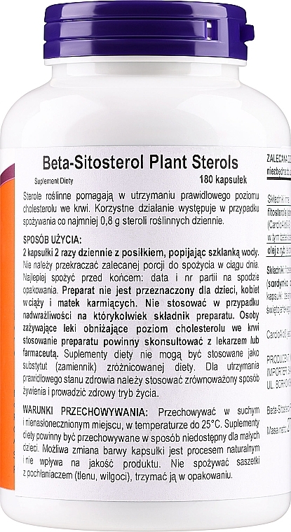 Beta-sitosterol roślinny w żelowych kapsułkach - Now Foods Beta-Sitosterol — Zdjęcie N2