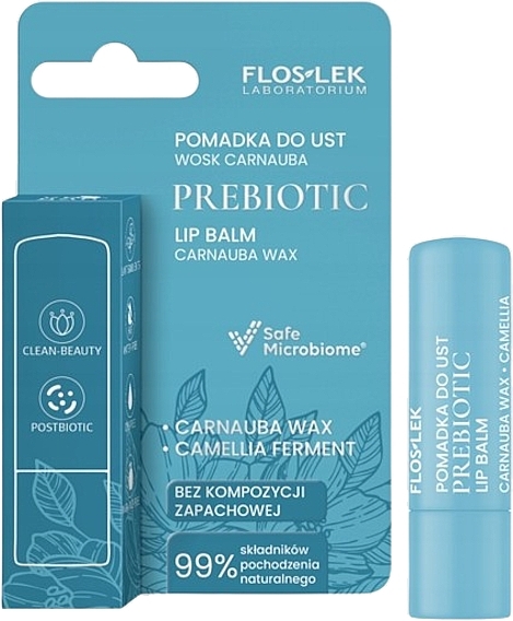 Prebiotyczna pomadka do ust Wosk carnauba - Floslek Prebiotic Lip Balm Carnauba Wax  — Zdjęcie N1