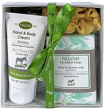 Zestaw - Kalliston Donkey Milk Gift Box (cr/50ml + soap/100g +sponge/1pc) — Zdjęcie N2