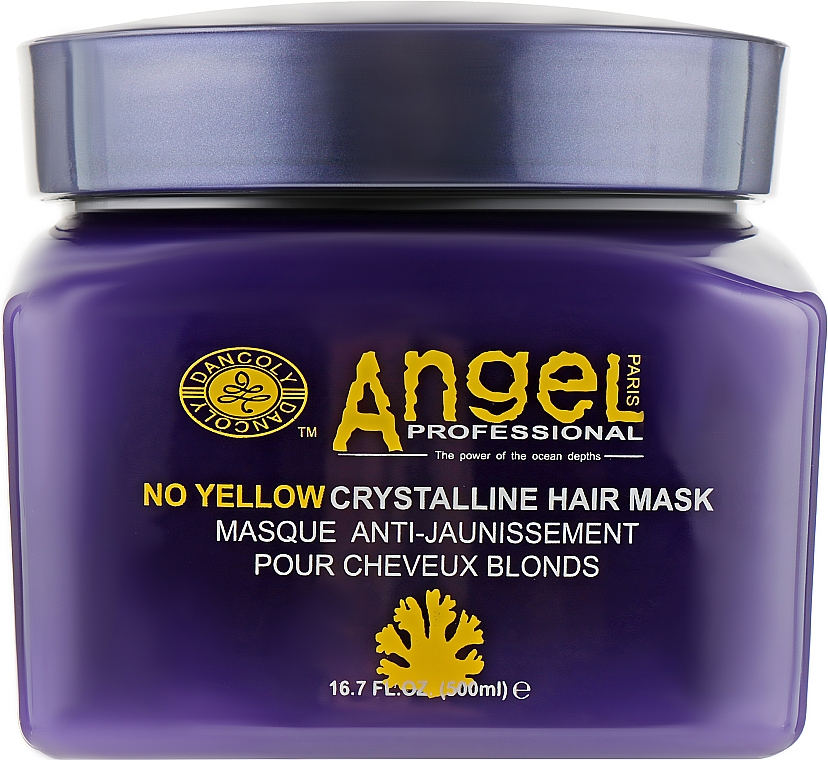 Maska neutralizująca żółty pigment we włosach - Angel Professional Paris No Yellow Crystalline Hair Mask — Zdjęcie N1