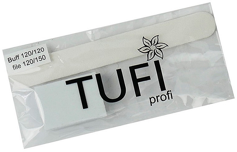 Jednorazowy zestaw białych polerek, pilnik 120/150 - Tufi Profi — Zdjęcie N2