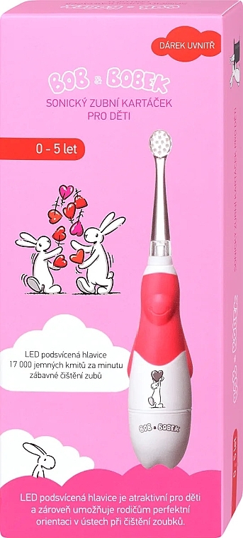 Szczoteczka soniczna dla dzieci 0-5 lat, różowa - Profimed Bob & Bobek Baby Light Red — Zdjęcie N1