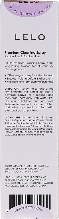 Spray do czyszczenia akcesoriów intymnych - Lelo Premium Antibacterial Sex Toy Cleaner Spray — Zdjęcie N3