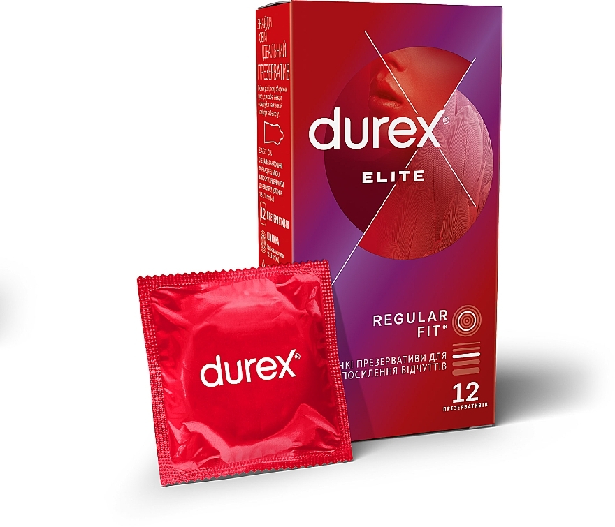 Prezerwatywy lateksowe z silikonowym lubrykantem, cienkie, 12 szt. - Durex Elite Condoms — Zdjęcie N1
