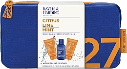 Kup Zestaw - Baylis & Harding Citrus Lime & Mint Men's Wash Bag & Travel Essentials Gift Set (shm/100ml + f/wash/50ml + ash/balm/50ml + bag/1pc)