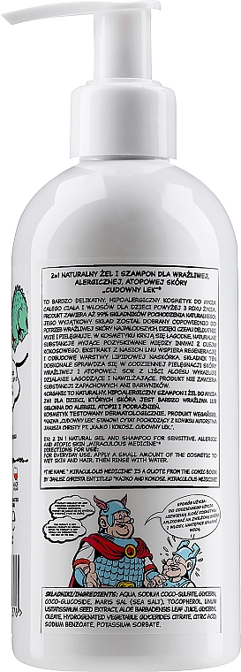 Naturalny żel-szampon 2w1 dla dzieci Cudowna medycyna dla skóry wrażliwej, alergicznej, atopowej - 4Organic — Zdjęcie N4
