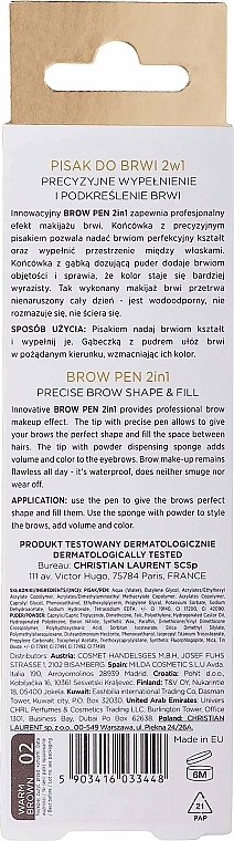 Wodoodporny pisak do brwi 2 w 1 - Christian Laurent Waterproof Brow Pen 2 in 1 — Zdjęcie N2