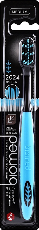 Szczoteczka do zębów, średnia twardość, czarno-niebieska - Biomed 2024 Black Medium Toothbrush — Zdjęcie N1