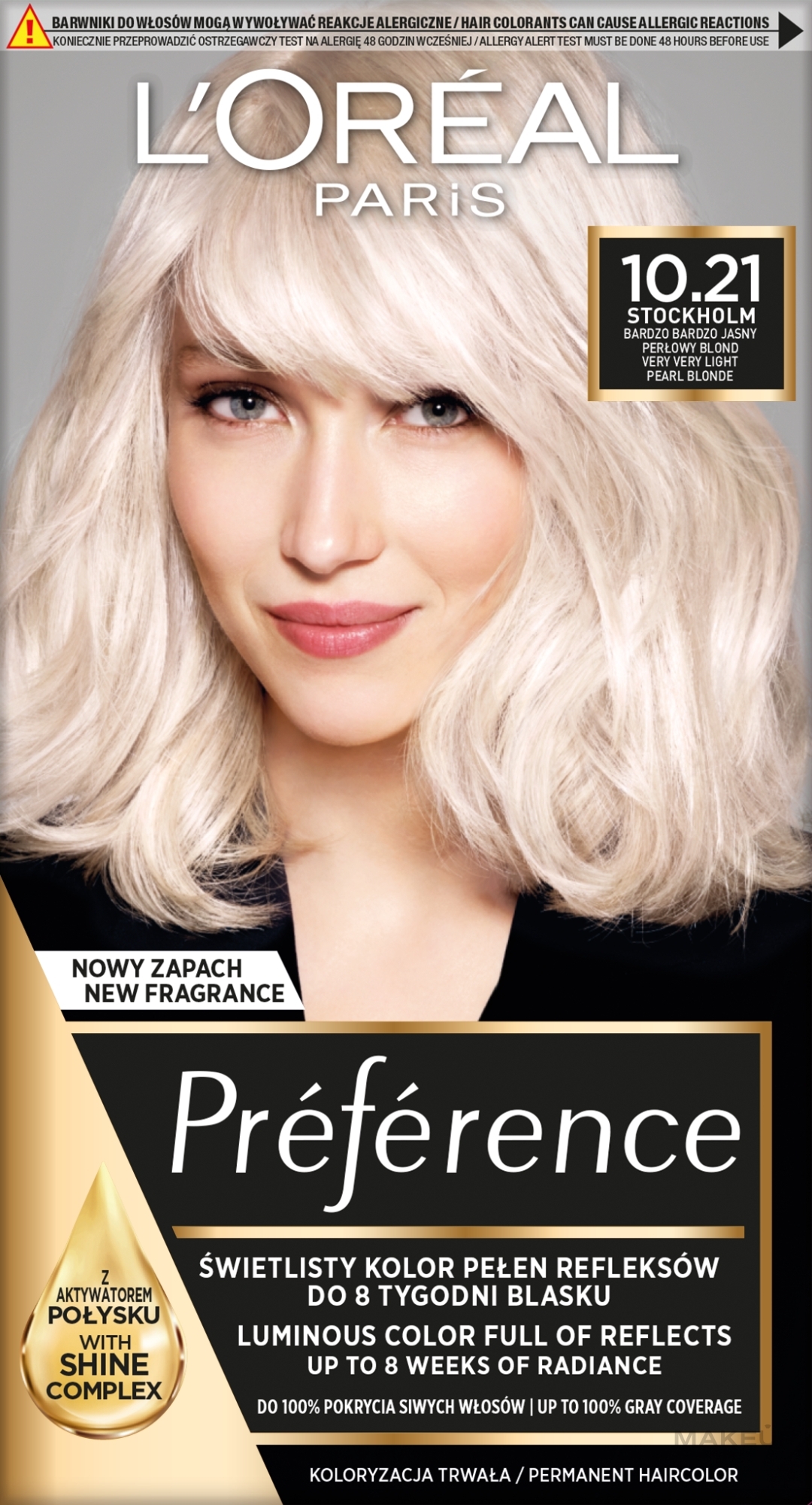 PRZECENA! L'Oreal Paris Recital Preference - farba do włosów * — Zdjęcie 10.21 - Stockholm. Bardzo Bardzo Jasny Blond Opalizujący