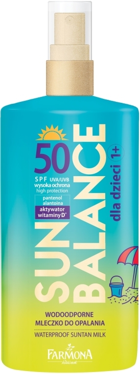 Wodoodporne mleczko do opalania dla dzieci 1+ SPF 50 - Farmona Sun Balance — Zdjęcie N1